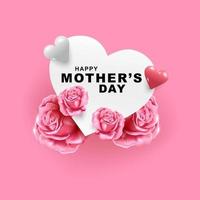 Mothers day greeting card with beautiful blossom flowers background vector