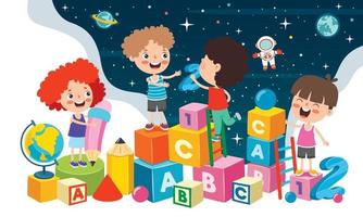 Education Concept With Funny School Children vector