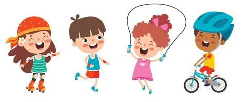 Happy Kids Making Various Sports vector