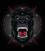 vector Head of a gorilla with angry face for mascot T shirt apparel