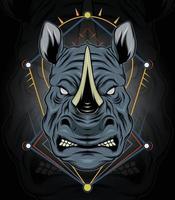 mascota de diseño de logotipo de rinoceronte con estilo moderno de concepto de ilustración para el emblema de la insignia y la impresión de camisetas vector