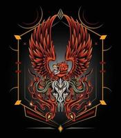 Hand drawn mythical phoenix with high resolution vector
