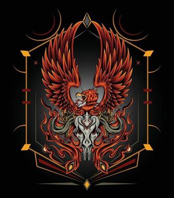 Hand drawn mythical phoenix with high resolution
