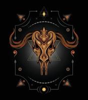 Goat head with mythical symbol vector