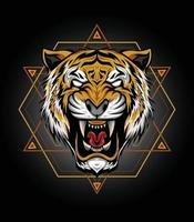 Ilustración de cabeza de tigre vector diseño de tigre para camiseta mascota logo deporte de equipo