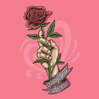 hand bring flower love illustration vector