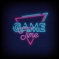 Game Time Neon Signs Style Text Vector