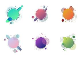 Set of round circles badge multicolor with geometric elements isolated on white background vector