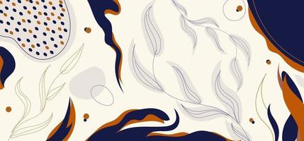 abstracto moderno collage creativo contemporáneo dibujado a mano plantas de la selva exóticas trama de fondo vector