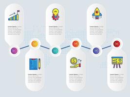 abstract horizontal  growth graph  infographics 6 steps with icon vector