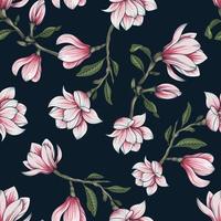 Hand drawn botanical seamless floral pattern with  magnolia flower branch vector