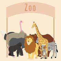 Zoo of animals vector