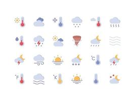 conjunto de iconos de clima estilo plano vector