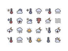 Weather Icon Set Line Color vector