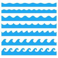 Water wave vector Waves swaying in lakes and oceans Isolated on white background