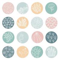 Highlight cover set abstract floral botanical icons for social media and Set of Story vector