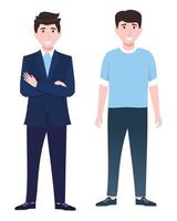 Young happy businessman character wearing business outfit standing and posing isolated vector