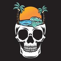 Summer skull hand drawn illustration vector