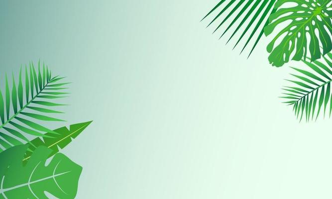 Tropical leaves around a empty space Elegant backdrop decorated with foliage of exotic jungle plants Natural frame or border
