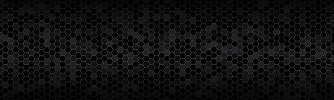 Dark widescreen header with hexagons with different transparencies Modern black geometric design banner Simple vector illustration background