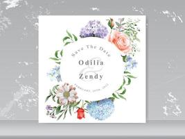 gorgeous wedding card set floral design vector