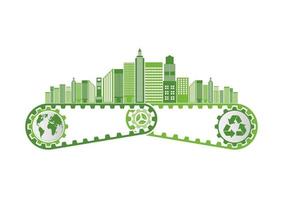 Ecology Saving Gear Concept And Environmental Sustainable Energy Development vector
