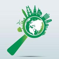 Energy ideas save the world concept Power plug green ecology vector