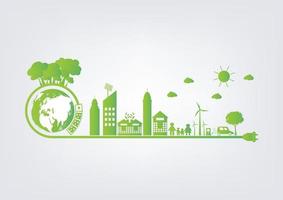 ideas energéticas salvar el mundo concepto enchufe ecología verde vector