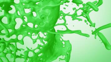 salpicaduras de colisión de fluido de color verde sobre un fondo verde