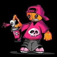 Voodoo doll type character spraying spray paint vector