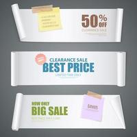 Realistic Scroll Paper Banners Vector Illustration