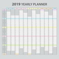 Yearly Planner 2019 Vector Illustration