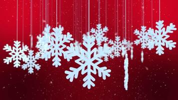 Loopable 3 D Snowflake on Red Background video