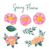 Watercolor Collection of hand drawn flowers vector