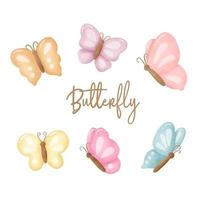 Collection of hand drawn butterfly vector