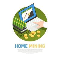 Home Mining Farm Background Vector Illustration