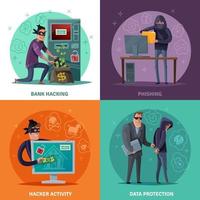 Hacker Cartoon Design Concept Vector Illustration