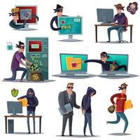 Internet Hacker Security Composition Set Vector Illustration