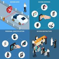 Ilustración de vector de concepto de diseño isométrico de identificación de acceso