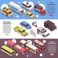 transporte horizontal banners isométricos vector illustration