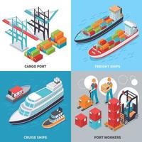 Ilustración de vector de concepto de diseño de puerto marítimo 2x2