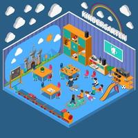 Kindergarten Isometric Composition Vector Illustration