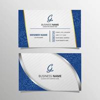 Silver and Blue Business Card Template With Halftone and Curved Shapes vector