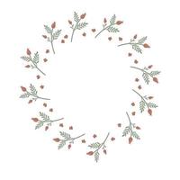 Vector floral wreath with rose hips For invitation and wedding card Vector illustration design Isolated white background