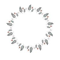 Hand draw vector floral wreath with berries For invitation and wedding card Vector illustration design Isolated white background