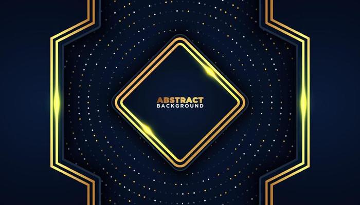 Dark abstract background with overlap layers golden glitters dots element decoration Luxury design concept