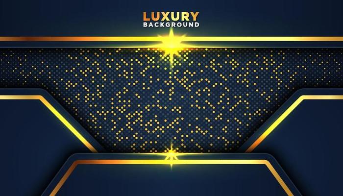Dark abstract background with overlap layers golden glitters dots element decoration Luxury design concept