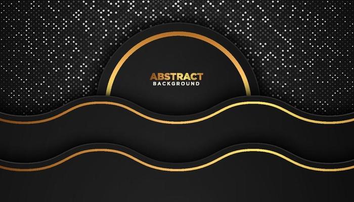 Black abstract geometric background with glitters dots element decoration Luxury design concept