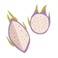 icono de la fruta del dragón la mitad de la fruta cortada ilustración plana del icono de vector de fruta del dragón aislado sobre fondo blanco