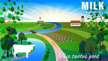 Farm landscape cartoon style vector